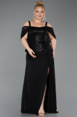 Abendgarderobe in Großen Größen Lang Chiffon Schwarz ABU6184