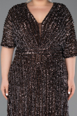 Braun Abendkleid İn Übergröße Schuppig Lang ABU5846