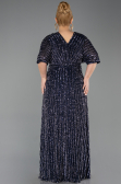 Marineblau Abendkleid İn Übergröße Schuppig Lang ABU5846