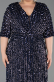 Marineblau Abendkleid İn Übergröße Schuppig Lang ABU5846