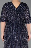 Marineblau Abendkleid İn Übergröße Schuppig Lang ABU5846