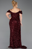 Abendkleid in Übergröße Lang Weinrot ABU5232