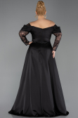 Kleider in Großen Größen Lang Satin Schwarz ABU5261