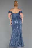 Abendkleid in Übergröße Lang Schuppig Indigo ABU6098