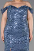 Abendkleid in Übergröße Lang Schuppig Indigo ABU6098