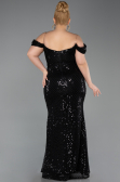 Abendkleid in Übergröße Lang Schuppig Schwarz ABU6098