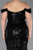 Abendkleid in Übergröße Lang Schuppig Schwarz ABU6098