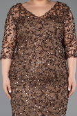 Abendkleid in Übergröße Midi Schuppig Kupfer ABK2630