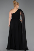 Abendgarderobe in Großen Größen Lang Chiffon Schwarz ABU6136