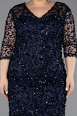 Abendkleid in Übergröße Midi Schuppig Marineblau ABK2630
