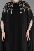 Abendkleid in Übergröße Lang Chiffon Schwarz ABU6175
