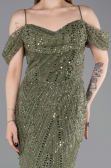 Abendkleid Lang Perlenbesetzt Khaki ABU6190