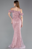 Abendkleid Lang Perlenbesetzt Puder ABU6190