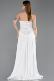 Standesamtkleid Lang Satin Weiß ABU6193