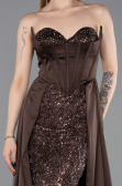 Standesamtkleid Lang Satin Braun ABU6193