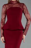 Abendkleid im Meerjungfrau-Stil Lang Weinrot ABU6194