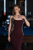 Abendkleid im Meerjungfrau-Stil Lang Kirschrot ABU6168