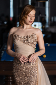 Abendkleid Lang Schuppig Gold ABU6173