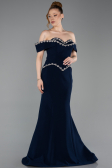 Abendkleid im Meerjungfrau-Stil Lang Marineblau ABU6198