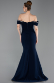 Abendkleid im Meerjungfrau-Stil Lang Marineblau ABU6198
