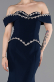 Abendkleid im Meerjungfrau-Stil Lang Marineblau ABU6198