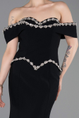 Abendkleid im Meerjungfrau-Stil Lang Schwarz ABU6198
