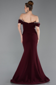 Abendkleid im Meerjungfrau-Stil Lang Kirschrot ABU6198