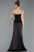 Abendkleid Lang Satin Schwarz ABU6200