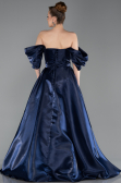 Abendkleid Lang Satin Marineblau ABU6201