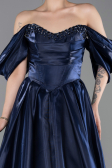 Abendkleid Lang Satin Marineblau ABU6201