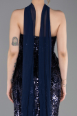 Abendkleid Lang Schuppig Marineblau ABU6202