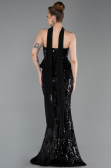 Abendkleid Lang Schuppig Schwarz ABU6202