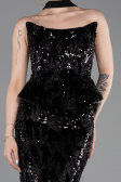 Abendkleid Lang Schuppig Schwarz ABU6202