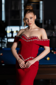 Abendkleid im Meerjungfrau-Stil Lang Rot ABU6198