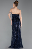 Standesamtkleid Lang Perlenbesetzt Marineblau ABU6205