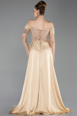 Abendkleid Lang Perlenbesetzt Gold ABU5934