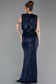 Abendkleid Lang Schuppig Marineblau ABU2752