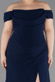 Abschlusskleid In Übergröße Lang Marineblau ABU6246