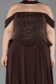Bekleidung in Großen Größen Lang Chiffon Braun ABU6247