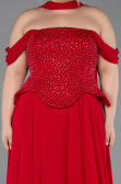 Bekleidung in Großen Größen Lang Chiffon Rot ABU6247