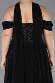Bekleidung in Großen Größen Lang Chiffon Schwarz ABU6247