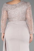 Kleider in Großen Größen Lang Beige ABU6213