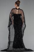 Abendkleid Lang Perlenbesetzt Schwarz ABU6220