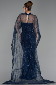 Abendkleid Lang Perlenbesetzt Marineblau ABU6220