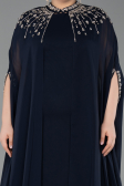 Abendkleid in Übergröße Lang Chiffon Marineblau ABU5845