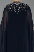 Abendkleid in Übergröße Lang Chiffon Marineblau ABU5845