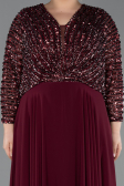Weinrot Kleider İn Großen Größen Chiffon Lang ABU5859