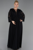 Abendkleid in Übergröße Lang Chiffon Schwarz ABU6178