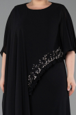 Abendkleid in Übergröße Lang Chiffon Schwarz ABU6179