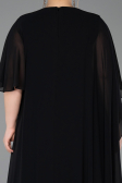 Abendkleid in Übergröße Lang Chiffon Schwarz ABU6179
